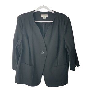 Women's Black 3/4 Sleeve Waist Length Business Jacket - Blazer - Size 18